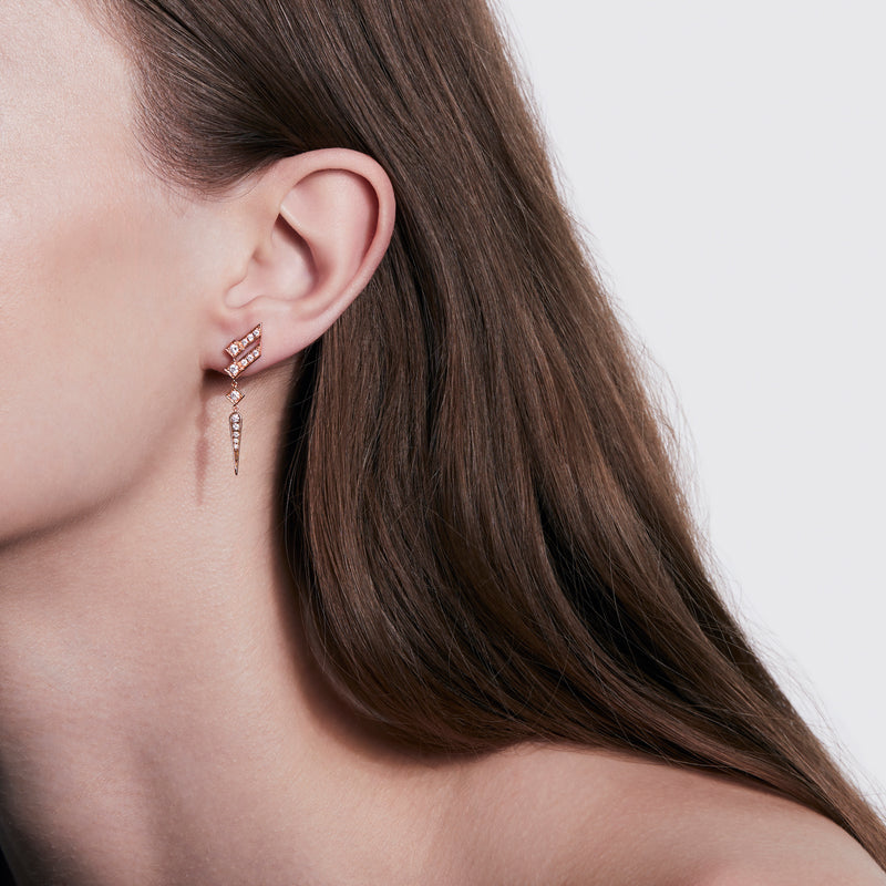 Boucle d'oreille Staiway Wings - Or Rose & Diamants - Image 2