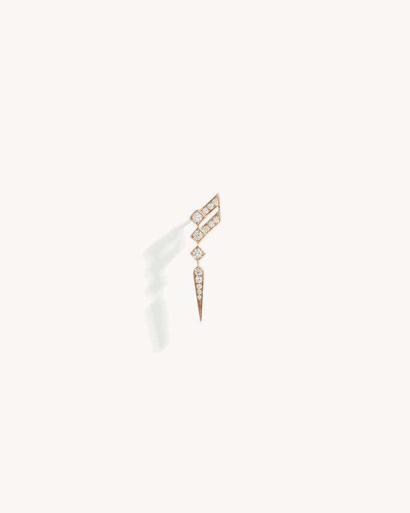 Boucle d'oreille Stairway Wings - Or Rose & Diamants - Image 1