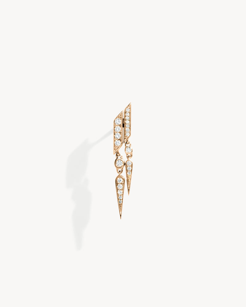 Anyway double drop Earring - Pink Gold & Diamonds - Image 1