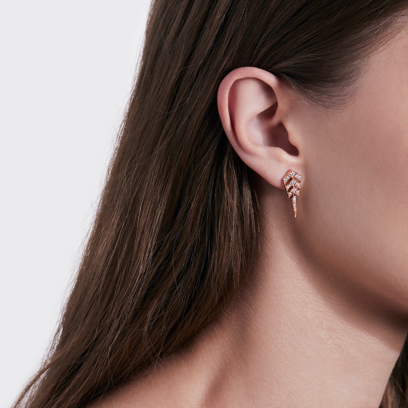 Boucle d'oreille Stairway S - Or Rose & Diamants - Image 2