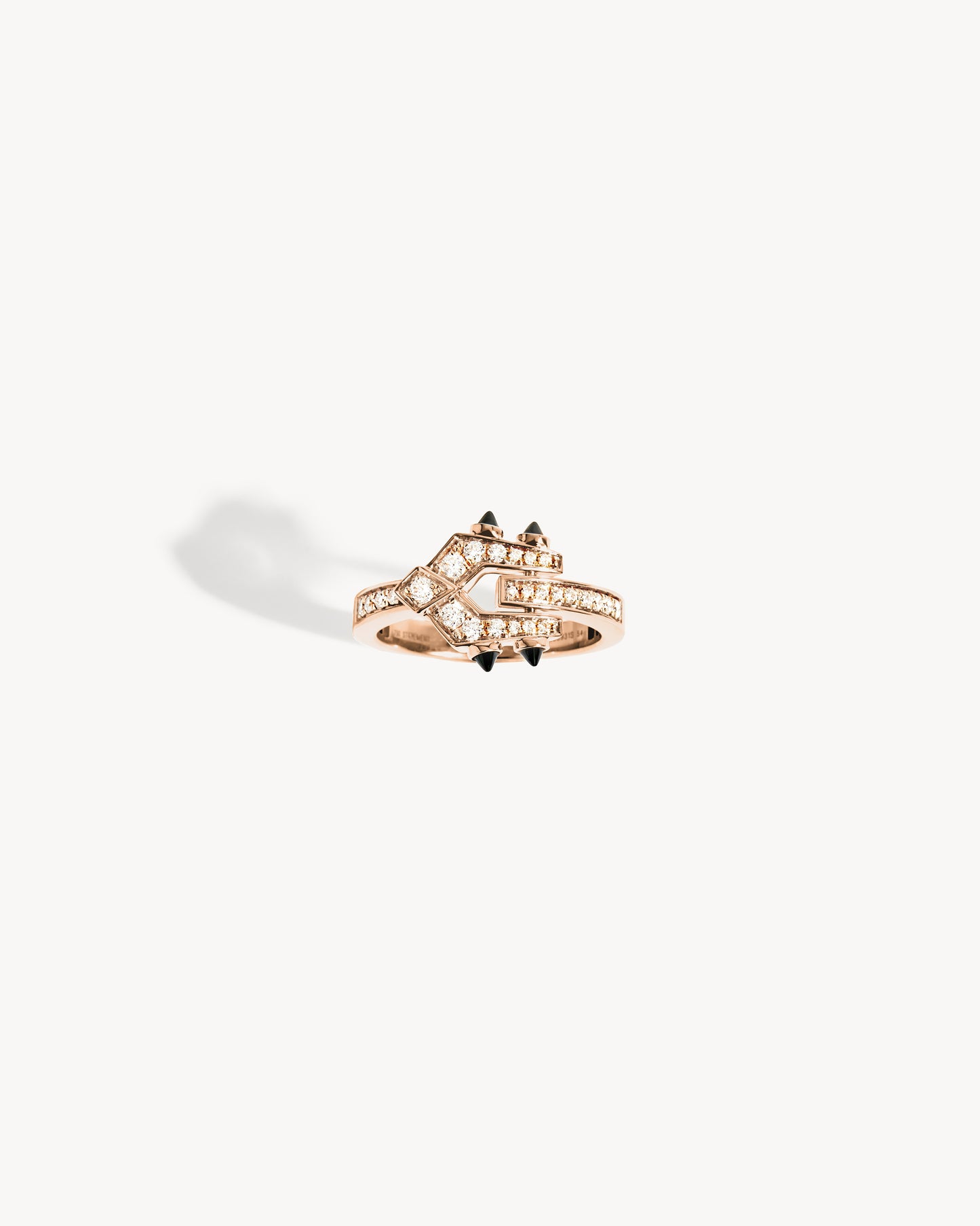 Bague Mini Spike - Or Rose, Agates Noires & Diamants