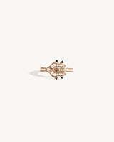 Mini Spike Ring - Pink Gold, Black Agates & Diamonds