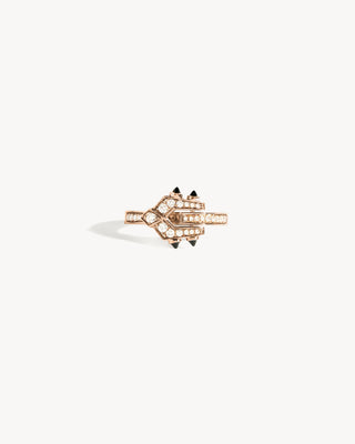 Mini Spike Ring - Pink Gold, Black Agates & Diamonds