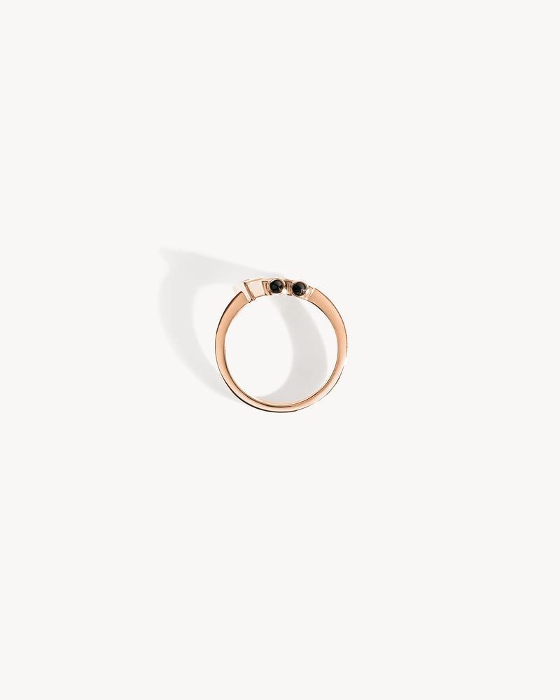 Mini Spike Ring - Pink Gold, Black Agates & Diamonds - Image 5