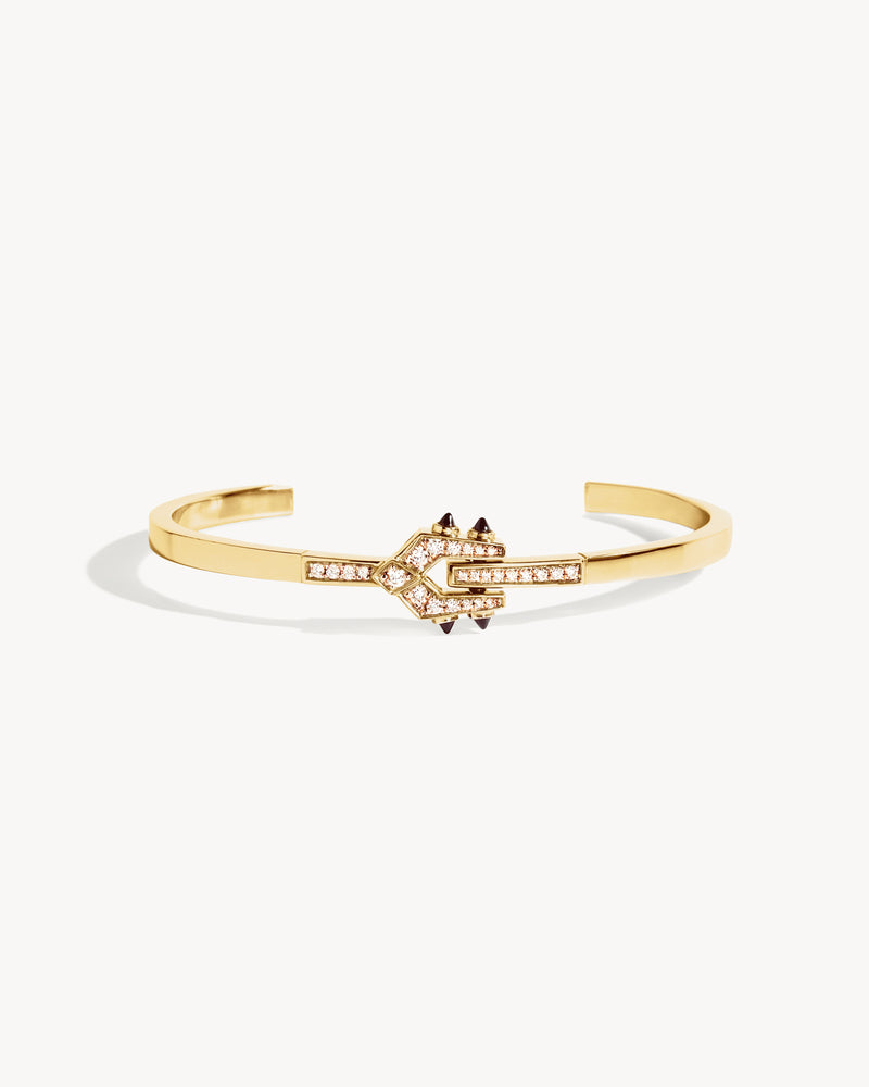 Bracelet Spike - Or Jaune, Agates Noires & Diamants - Image 1