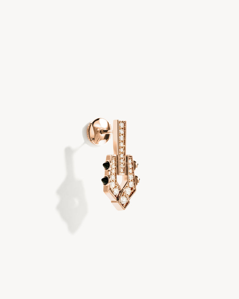 Spike Earring - Pink Gold, Black Agates & Diamonds - Image 3