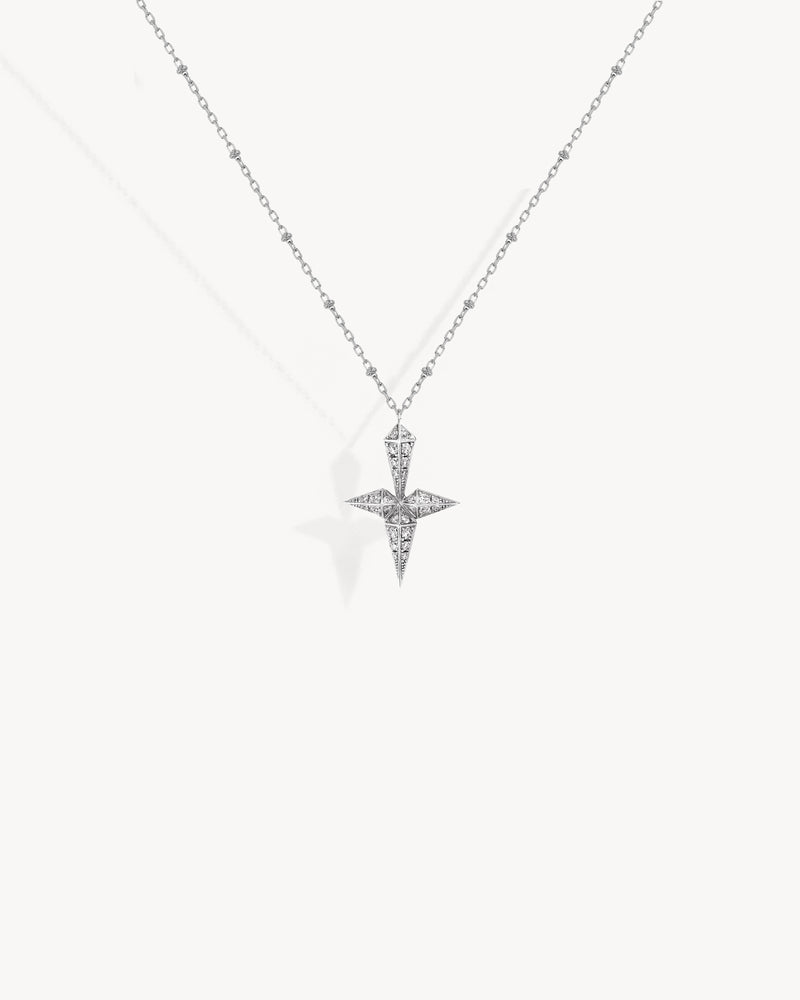 Rockaway Cross Necklace - Silver & Diamonds - Image 1