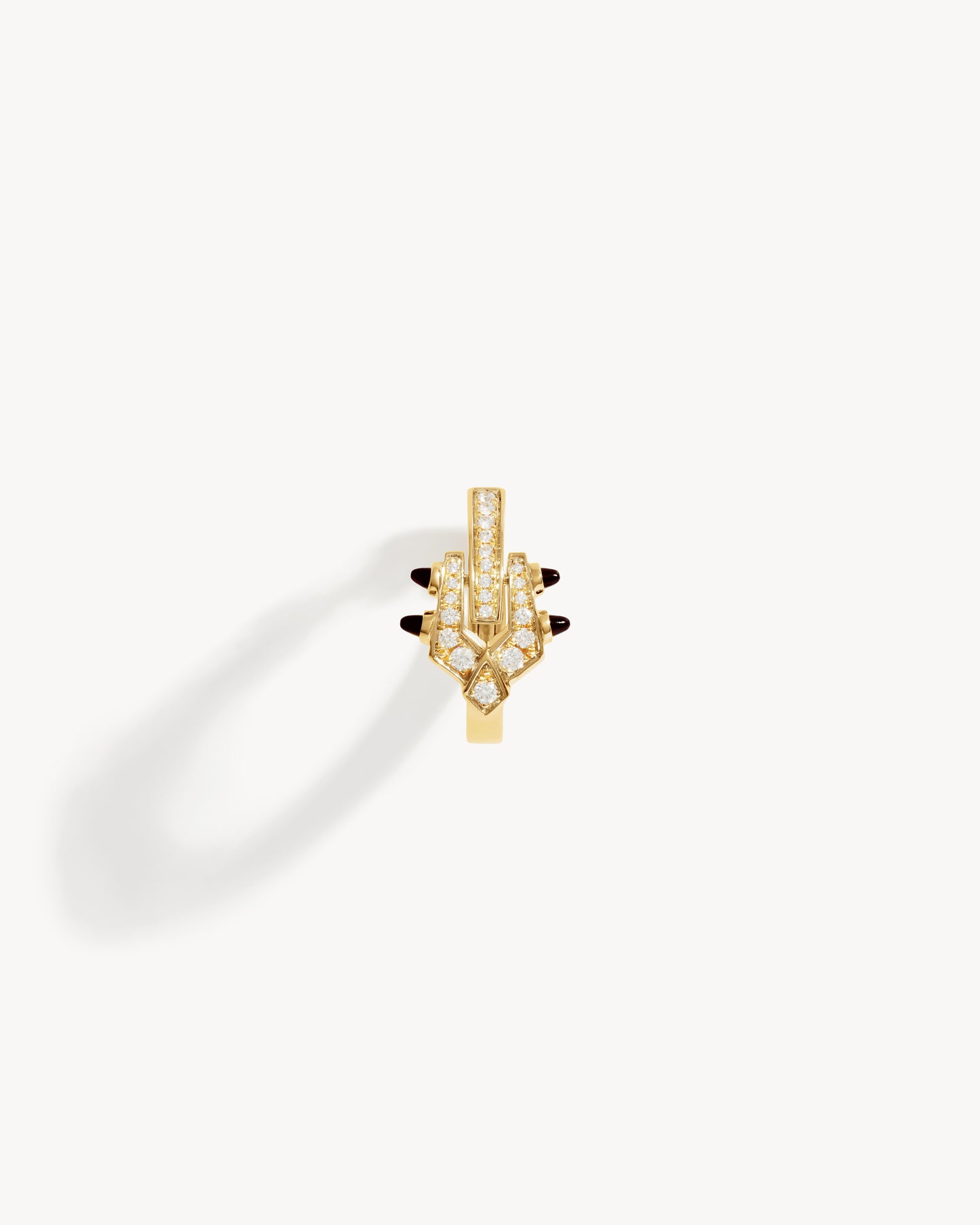 Spike Hoop Earring - Yellow Gold, Black Agates & Diamonds