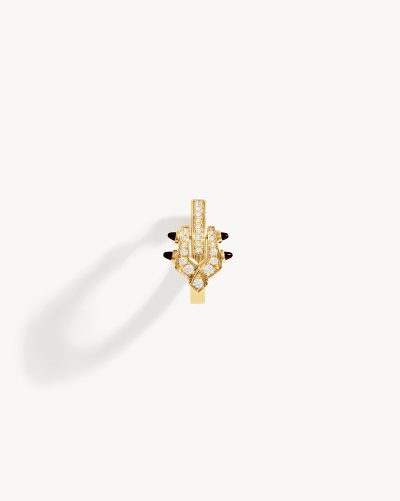 Spike Hoop Earring - Yellow Gold, Black Agates & Diamonds - Image 1