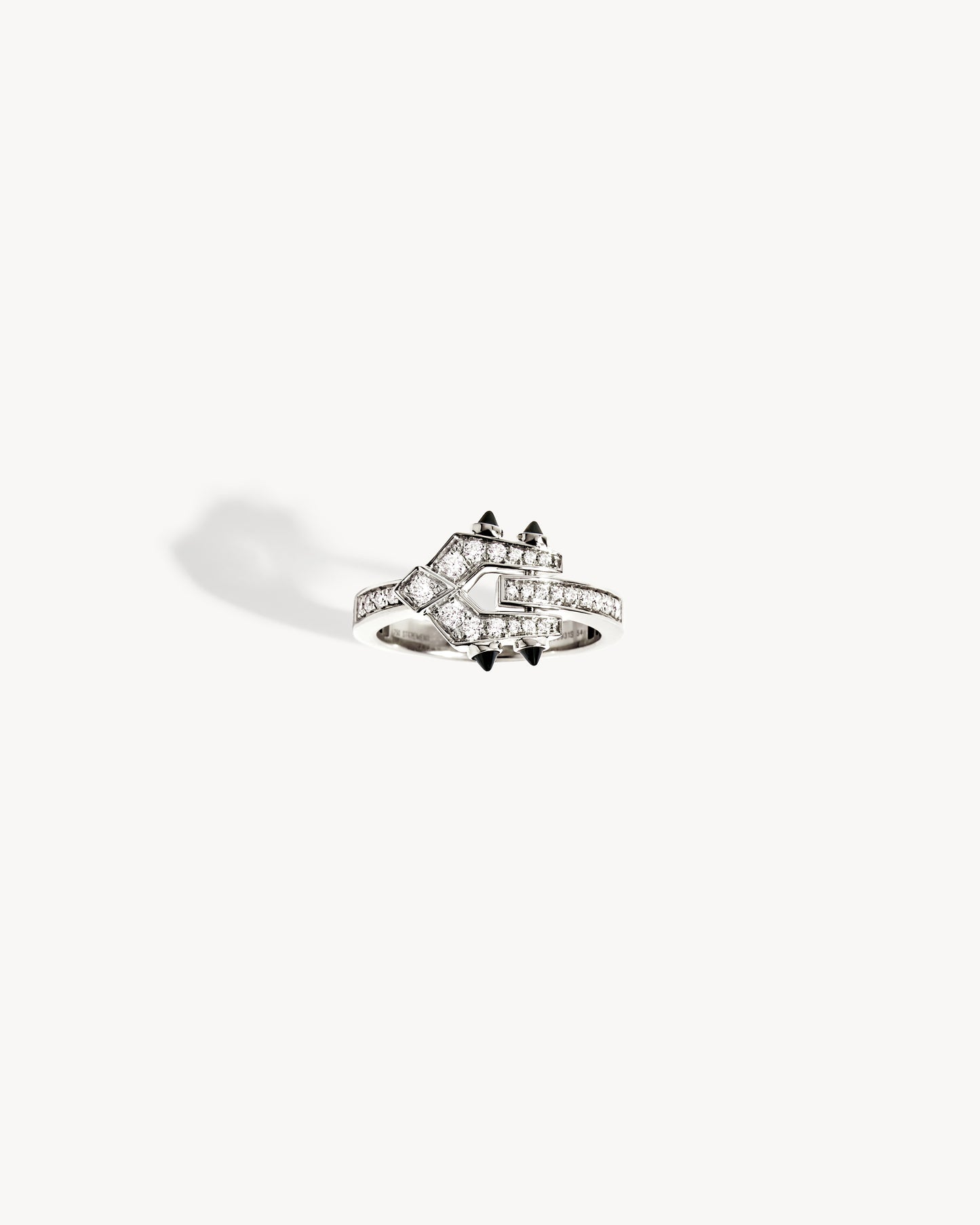 Mini Spike Ring - Silver, Black Agates & Diamonds