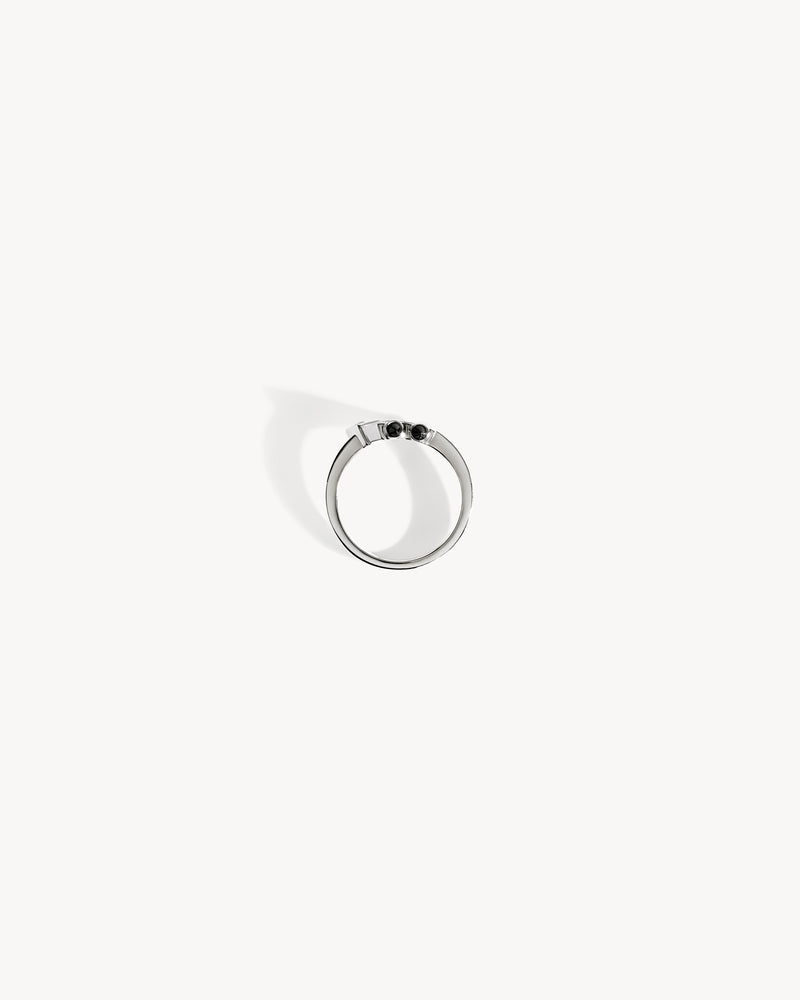Bague Mini Spike - Argent, Agates Noires & Diamants - Image 4