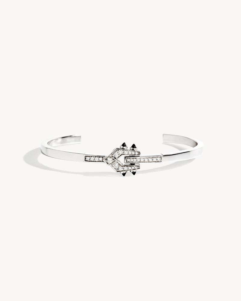 Bracelet Spike - Argent, Agates Noires & Diamants - Image 1