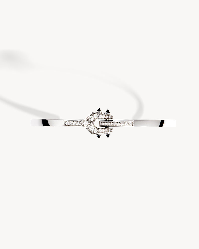 Bracelet Spike - Argent, Agates Noires & Diamants - Image 3
