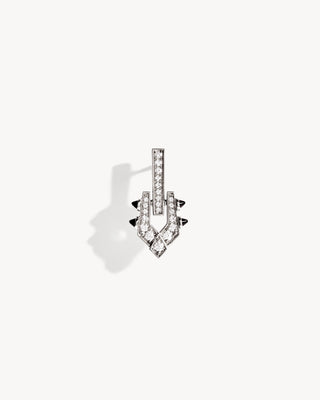 Boucle d'oreille Spike - Argent, Agates Noires & Diamants