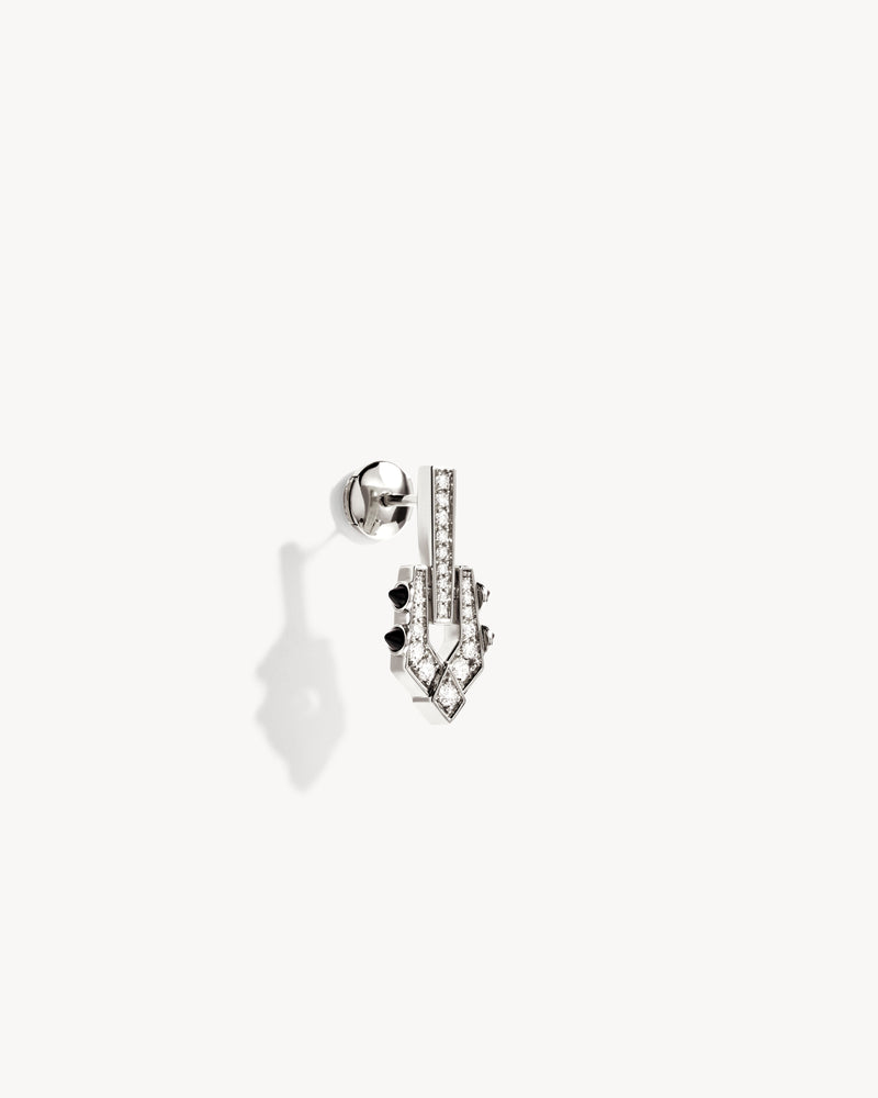 Boucle d'oreille Spike - Argent, Agates Noires & Diamants - Image 3