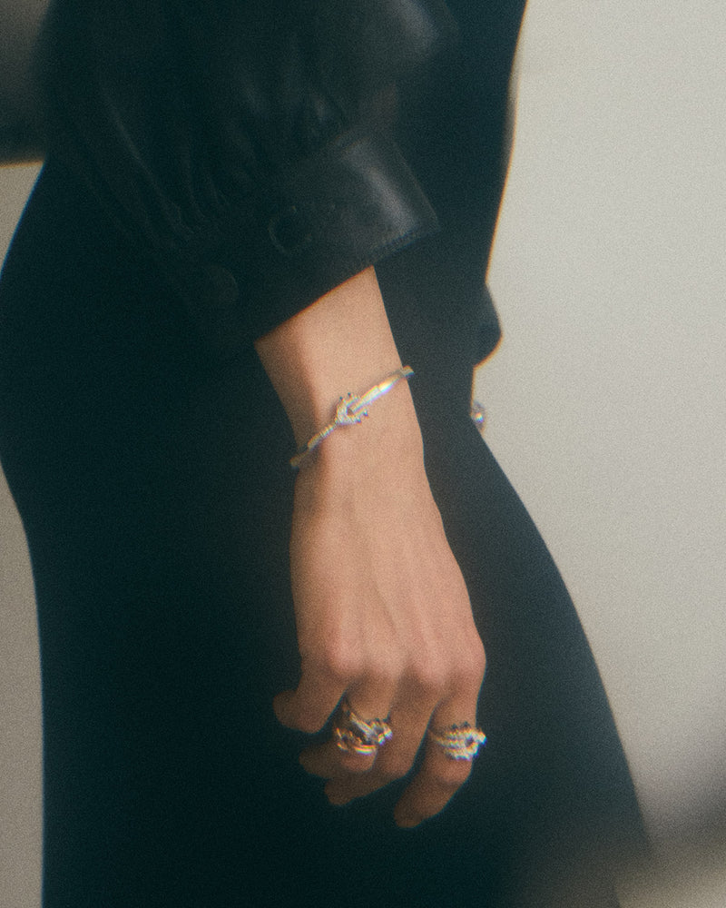 Bague Spike - Argent, Agates Noires & Diamants - Image 2