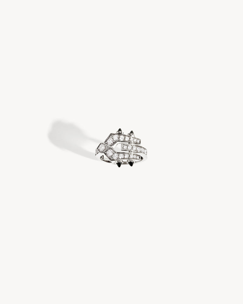 Bague Spike - Argent, Agates Noires & Diamants - Image 3