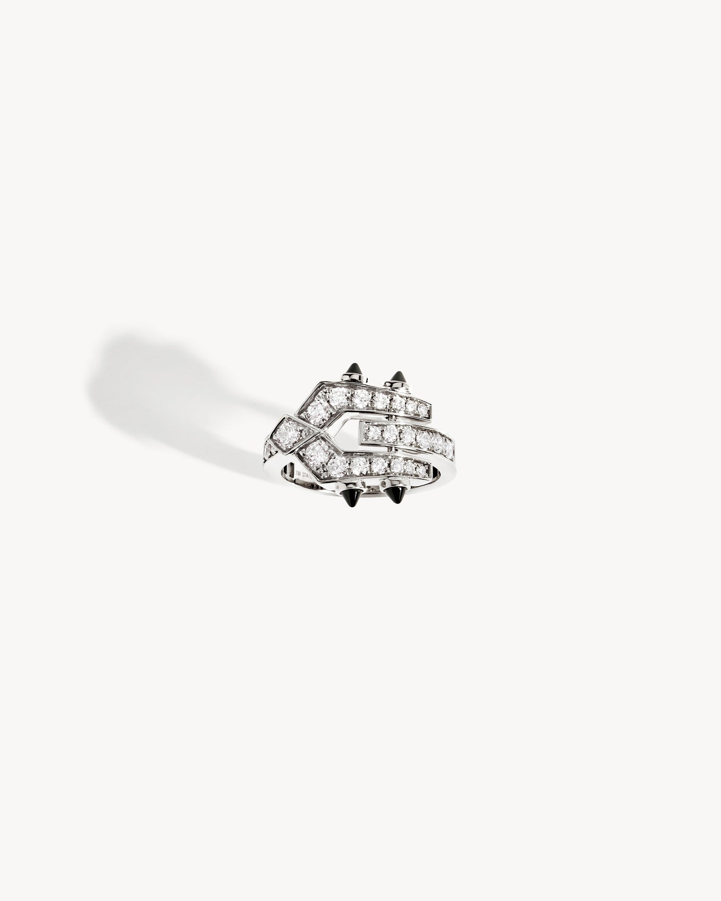 Spike Ring - Silver, Black Agates & Diamonds