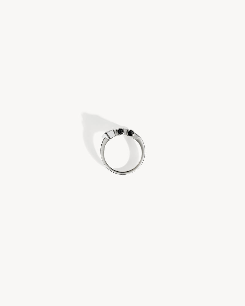 Bague Spike - Argent, Agates Noires & Diamants - Image 4