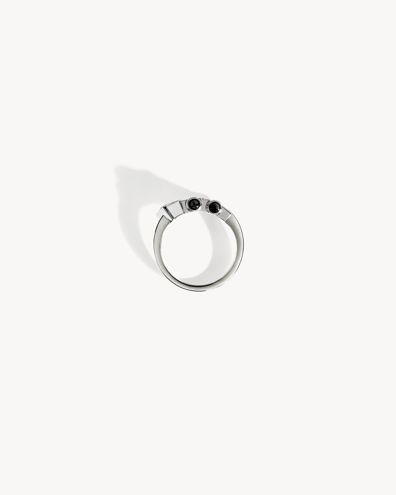 Spike Ring - Silver, Black Agates & Diamonds - Image 4