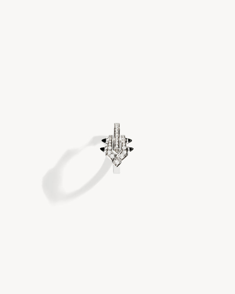 Créole Spike - Argent, Agates Noires & Diamants - Image 1