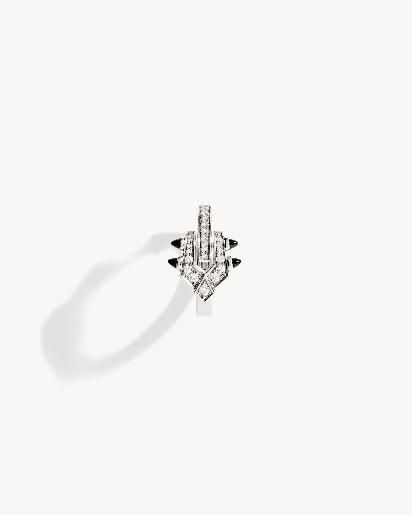 Créole Spike - Argent, Agates Noires & Diamants