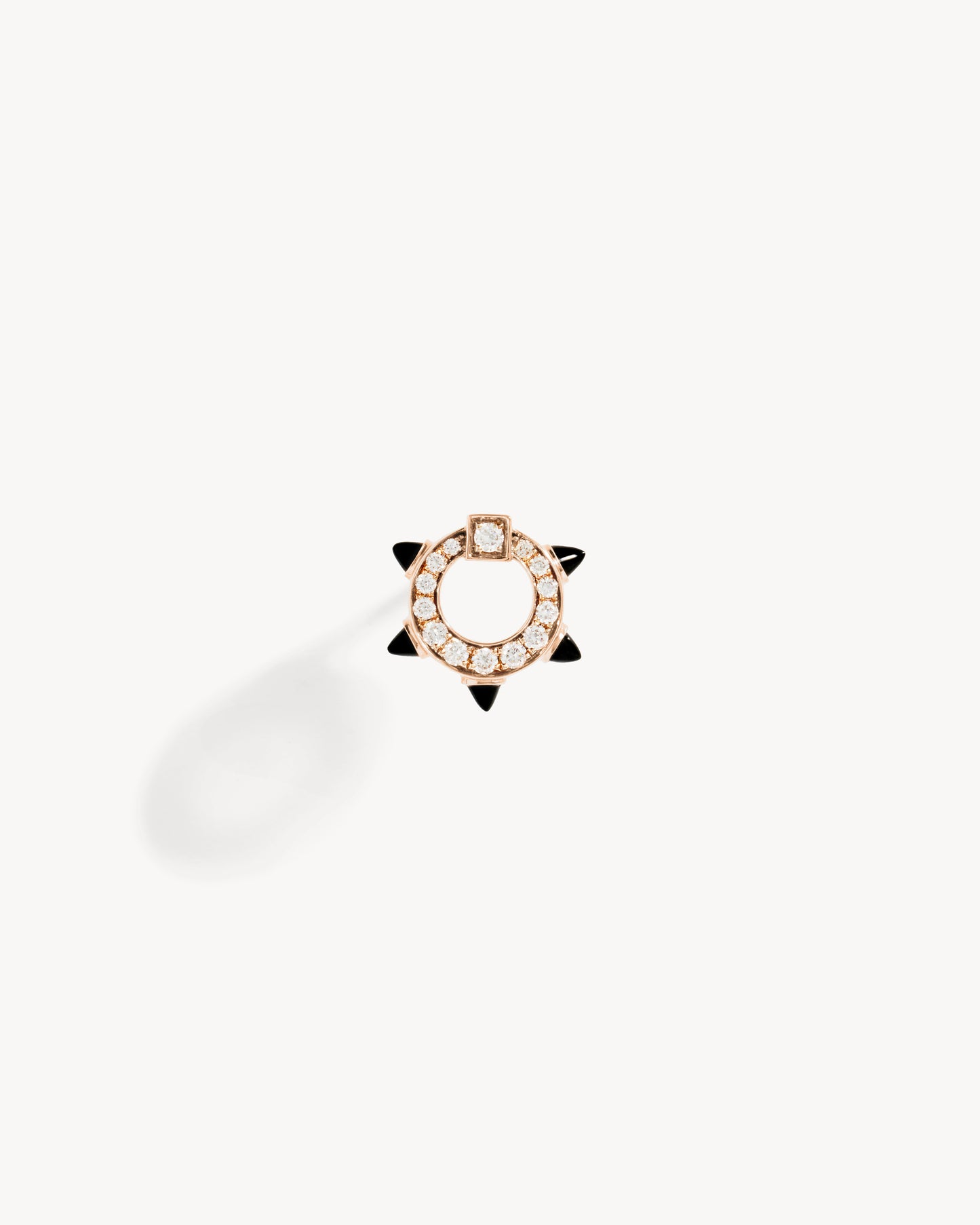 Spike Stud - Pink Gold, Black Agates & Diamonds