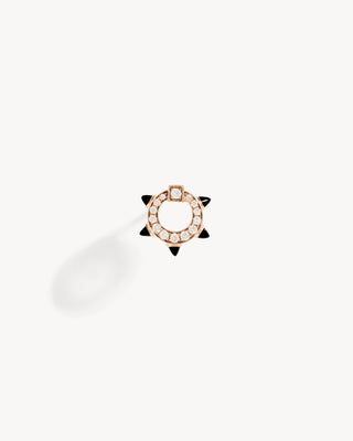 Spike Stud - Pink Gold, Black Agates & Diamonds
