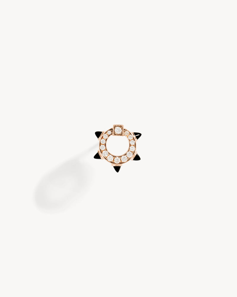 Spike Stud - Pink Gold, Black Agates & Diamonds - Image 1
