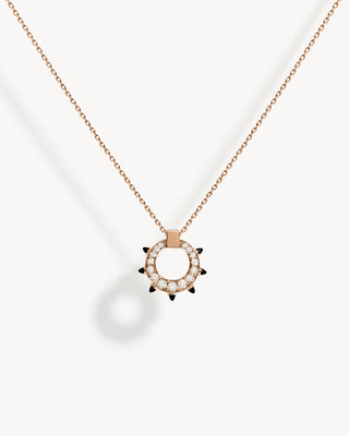 Spke Circle Necklace - Pink Gold, Black Agates & Diamonds