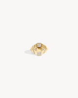 Rockaway Mini Pyramid Half Paved Ring - Yellow Gold & Diamonds