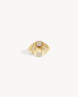 Bague Rockaway Mini Pyramide Semi Pavée - Or jaune & Diamants