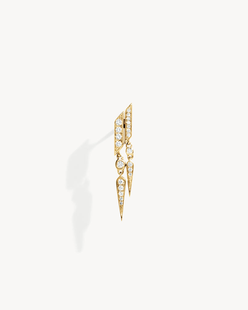 Boucle d'oreille Anyway double goutte - Or Jaune & Diamants - Image 1