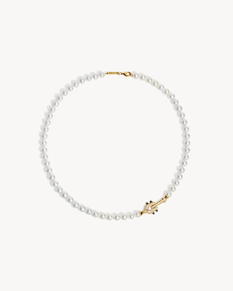 Collier Spike - Or Jaune, Perles & Diamants - Image 1