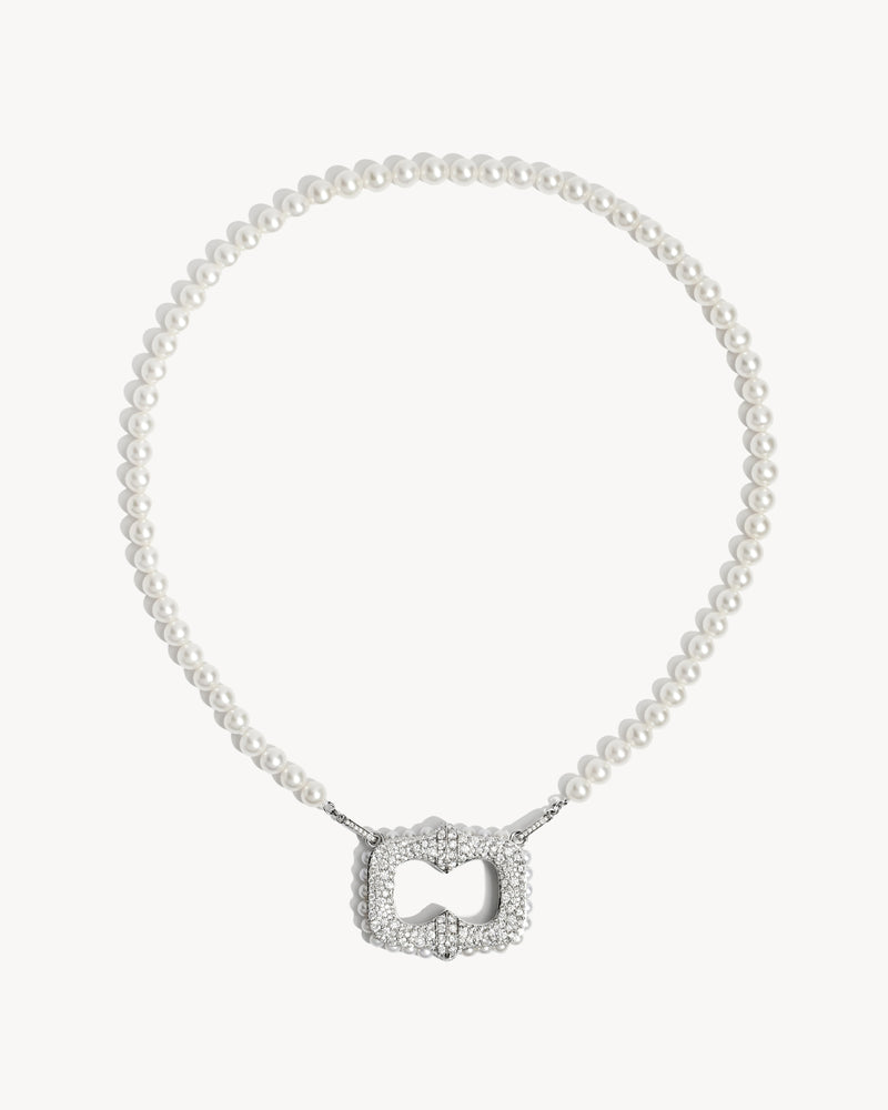 Unchained Plastron Necklace - White Gold, Pearls & Diamonds - Image 2