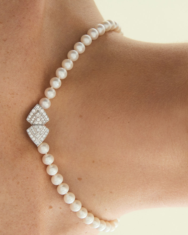 Collier Stairway - Or Blanc, Perles & Diamants - Image 1