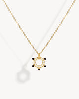 Spike Mini Circle Necklace - Yellow Gold, Black Agates & Diamonds