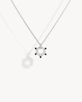 Collier Spike Mini Cercle - Argent, Agates Noires & Diamants