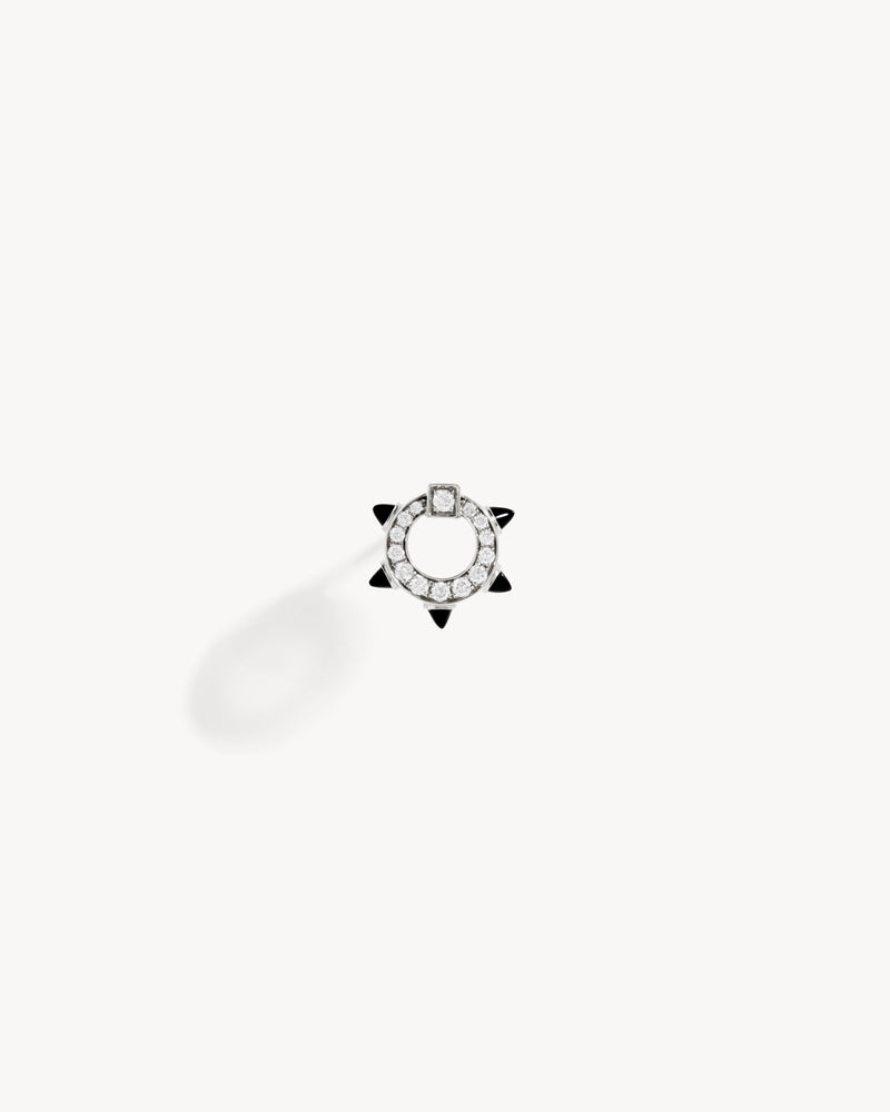 Puce Spike - Argent, Agates Noires & Diamants - Image 1