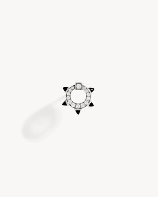 Spike Stud - Silver, Black Agates & Diamonds