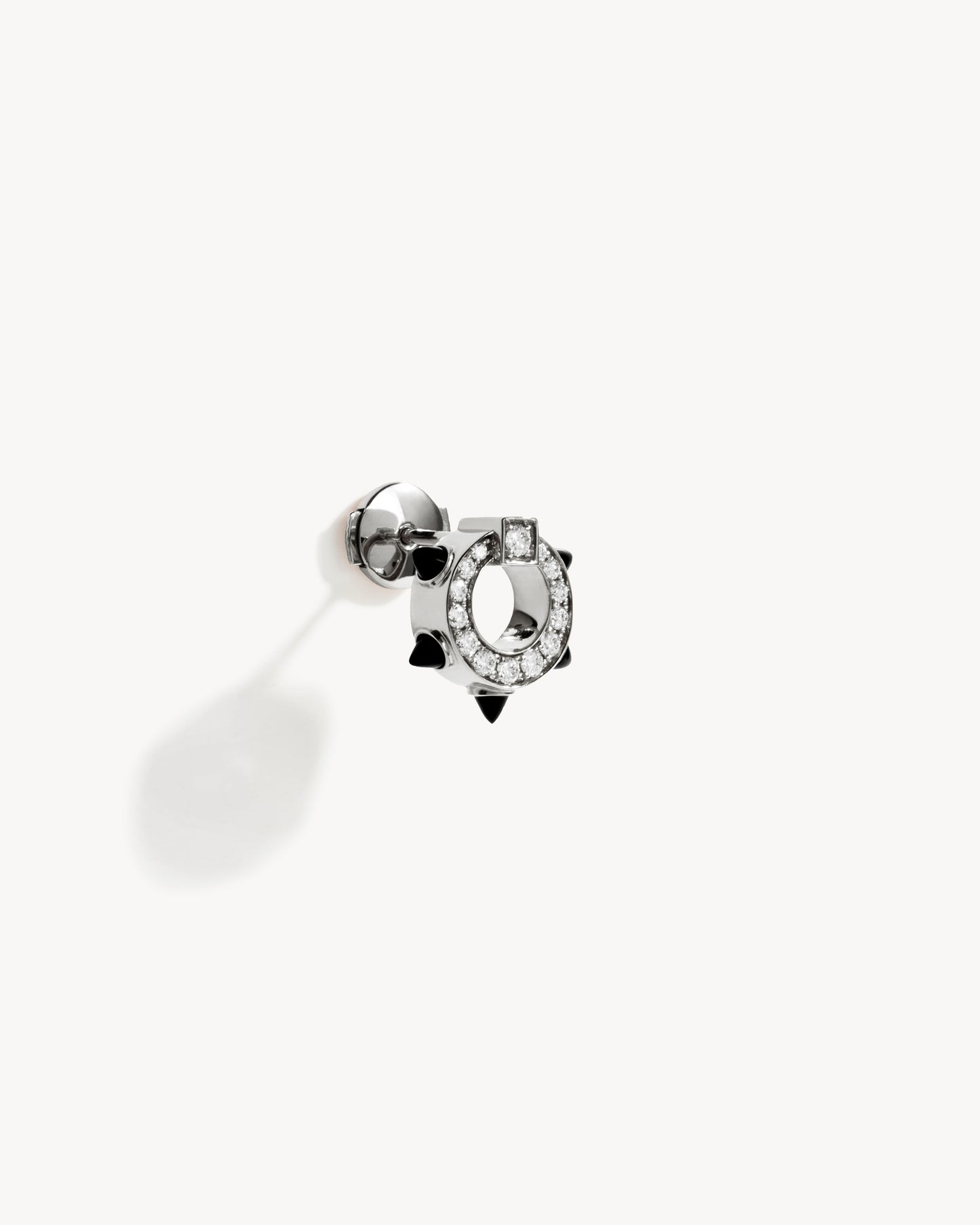 Spike Stud - Silver, Black Agates & Diamonds