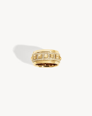 Rockaway Spinner Half Paved Ring - Yellow Gold & Diamonds