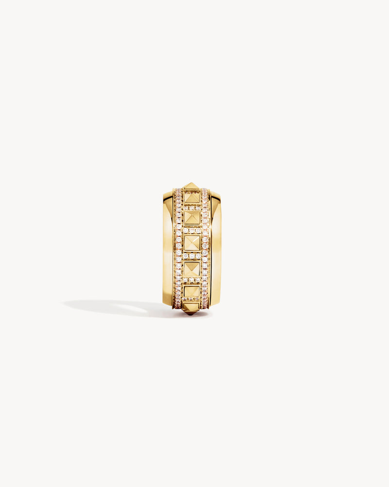 Rockaway Spinner Half Paved Ring - Yellow Gold & Diamonds - Image 2