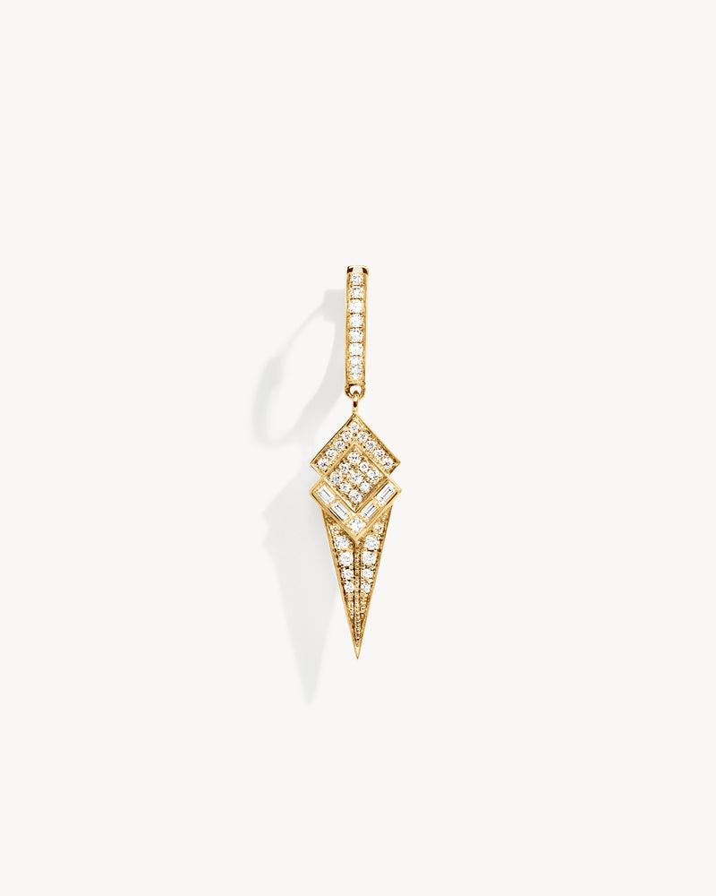 Stairway Cone Hoop Earring - Yellow Gold & Diamonds - Image 1