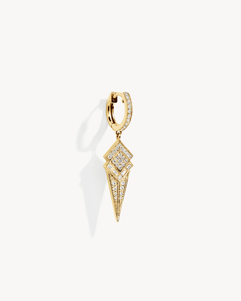 Stairway Cone Hoop Earring - Yellow Gold & Diamonds - Image 2