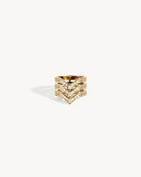 Stairway 3 Rows Ring - Yellow Gold & Diamonds