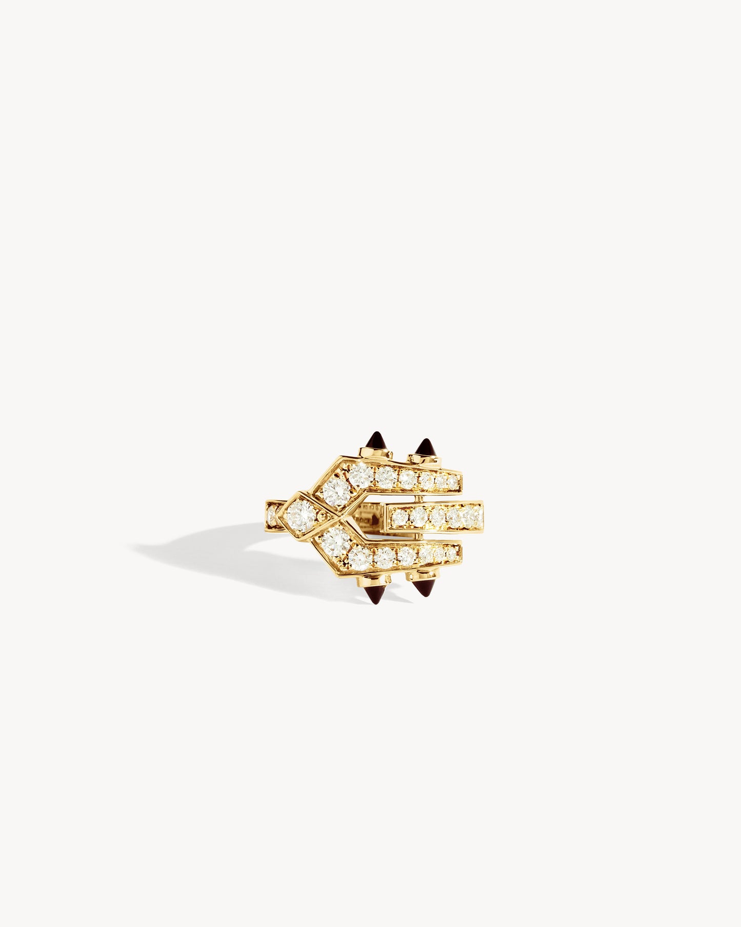 Spike Ring - Yellow Gold, Black Agates & Diamonds