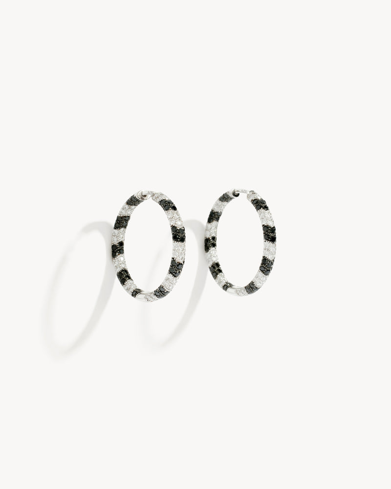 Reptile Hoop Earrings - White Gold & White & Black Diamonds - Image 2