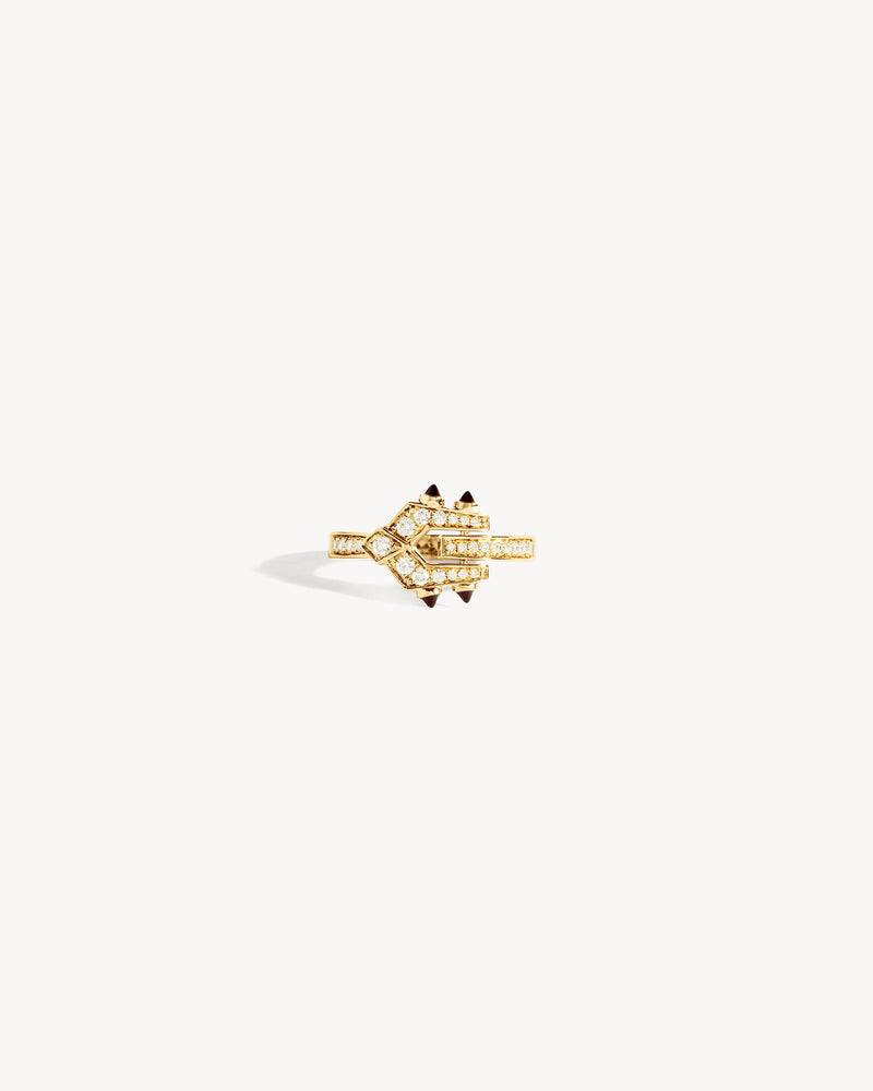 Bague Mini Spike - Or Jaune, Agates Noires & Diamants - Image 1