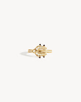 Mini Spike Ring - Yellow Gold, Black Agates & Diamonds